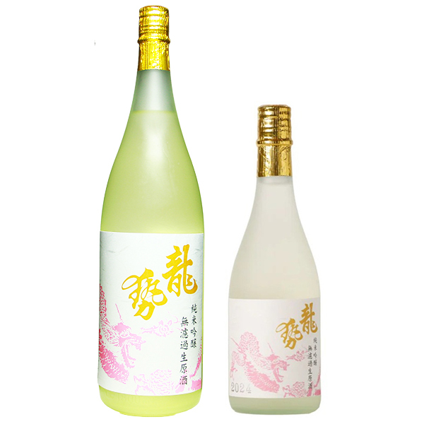 龍勢 桃ラベル 純米吟醸 生原酒 1800ml / 720ml [季節限定]　