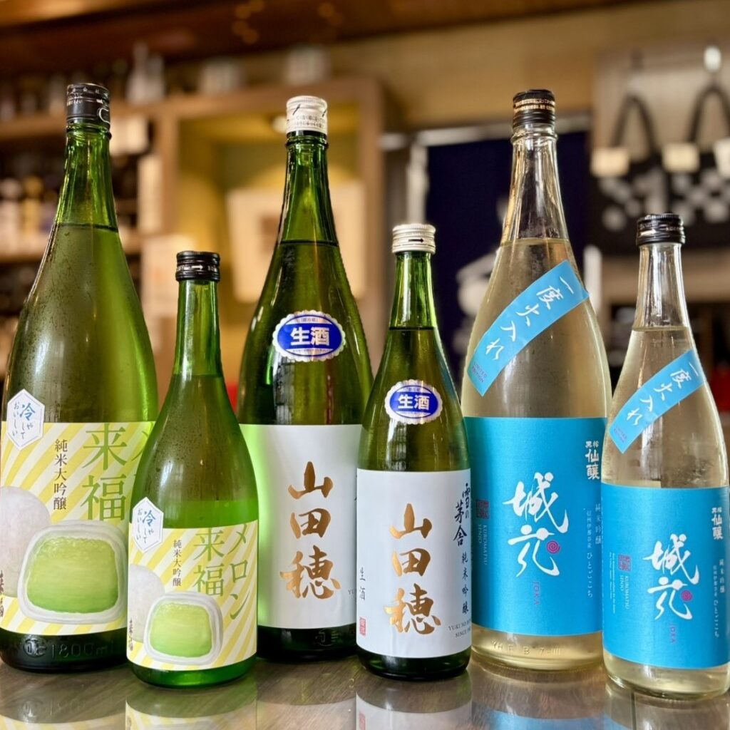 綺麗な甘さがおいしい夏の酒!「冷やしておいしい メロン来福」「雪の茅舎 山田穂生」「黒松仙醸 城花 火入」のご紹介!